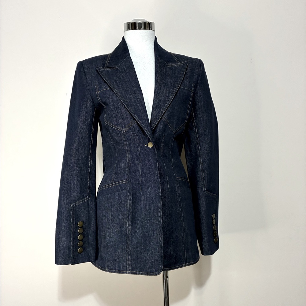 Materiel Women's Blue Structured Denim Blazer